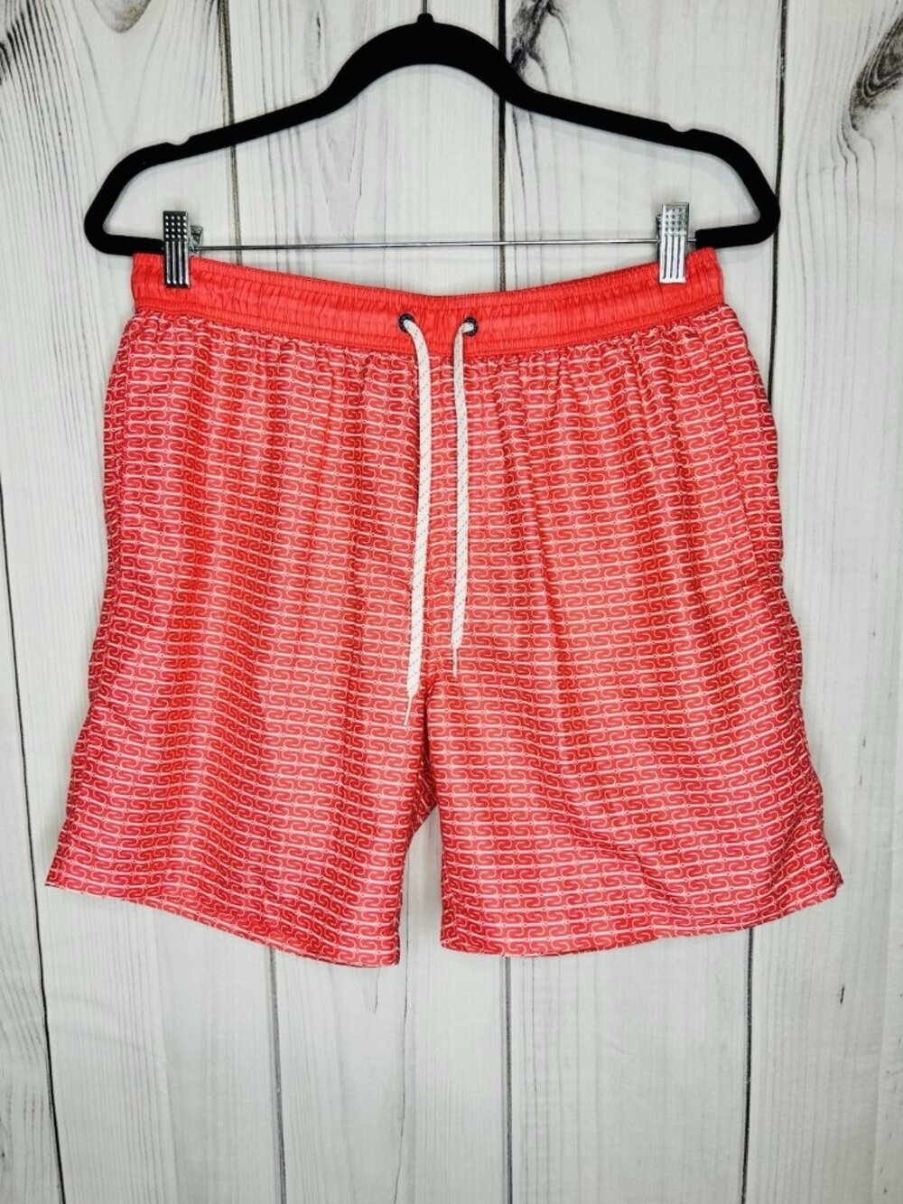 Ocean + Coast Mens 7" Swim Trunks Sz M Coral Board Shorts Fishing Hook Pattern